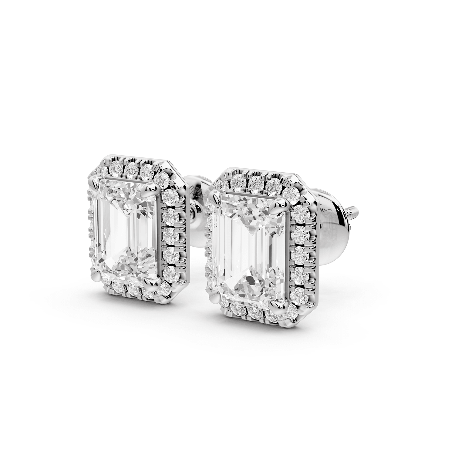 Solis - 3ct 14k white gold Emerald - Cut Diamond Stud Earrings - Mr. Alex Jewelry