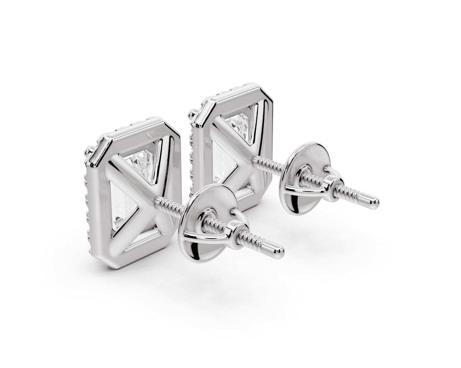 Solis - 3ct 14k white gold Emerald - Cut Diamond Stud Earrings - Mr. Alex Jewelry