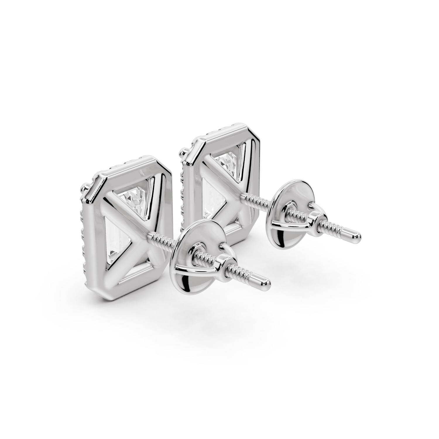 Solis - 3ct 14k white gold Emerald - Cut Diamond Stud Earrings - Mr. Alex Jewelry