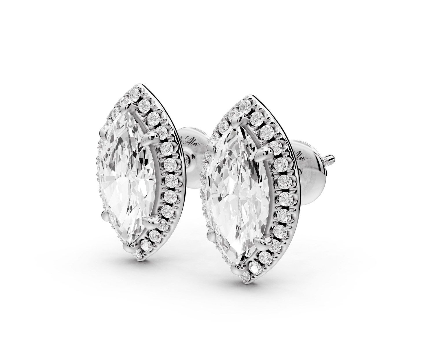 Solis - 3ct 14k white gold Marquise - Cut Diamond Stud Earrings - Mr. Alex Jewelry