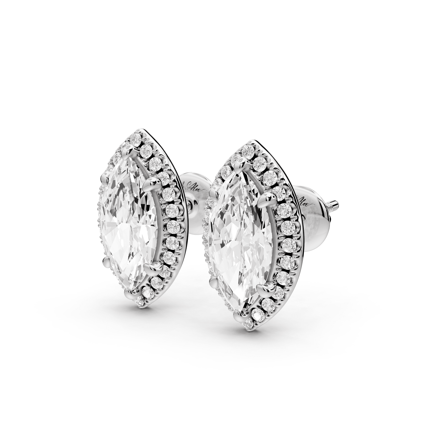 Solis - 3ct 14k white gold Marquise - Cut Diamond Stud Earrings - Mr. Alex Jewelry
