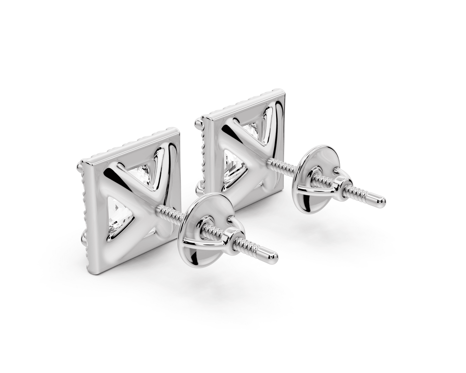 Solis - 3ct 14k white gold Princess - Cut Diamond Stud Earrings - Mr. Alex Jewelry