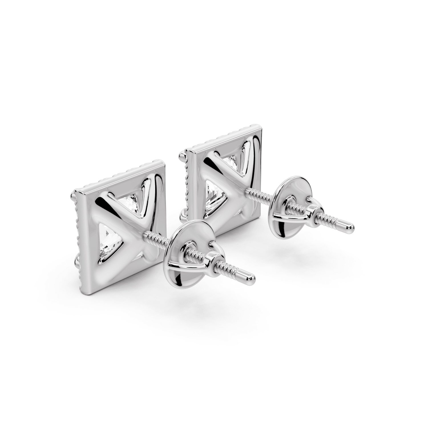 Solis - 3ct 14k white gold Princess - Cut Diamond Stud Earrings - Mr. Alex Jewelry