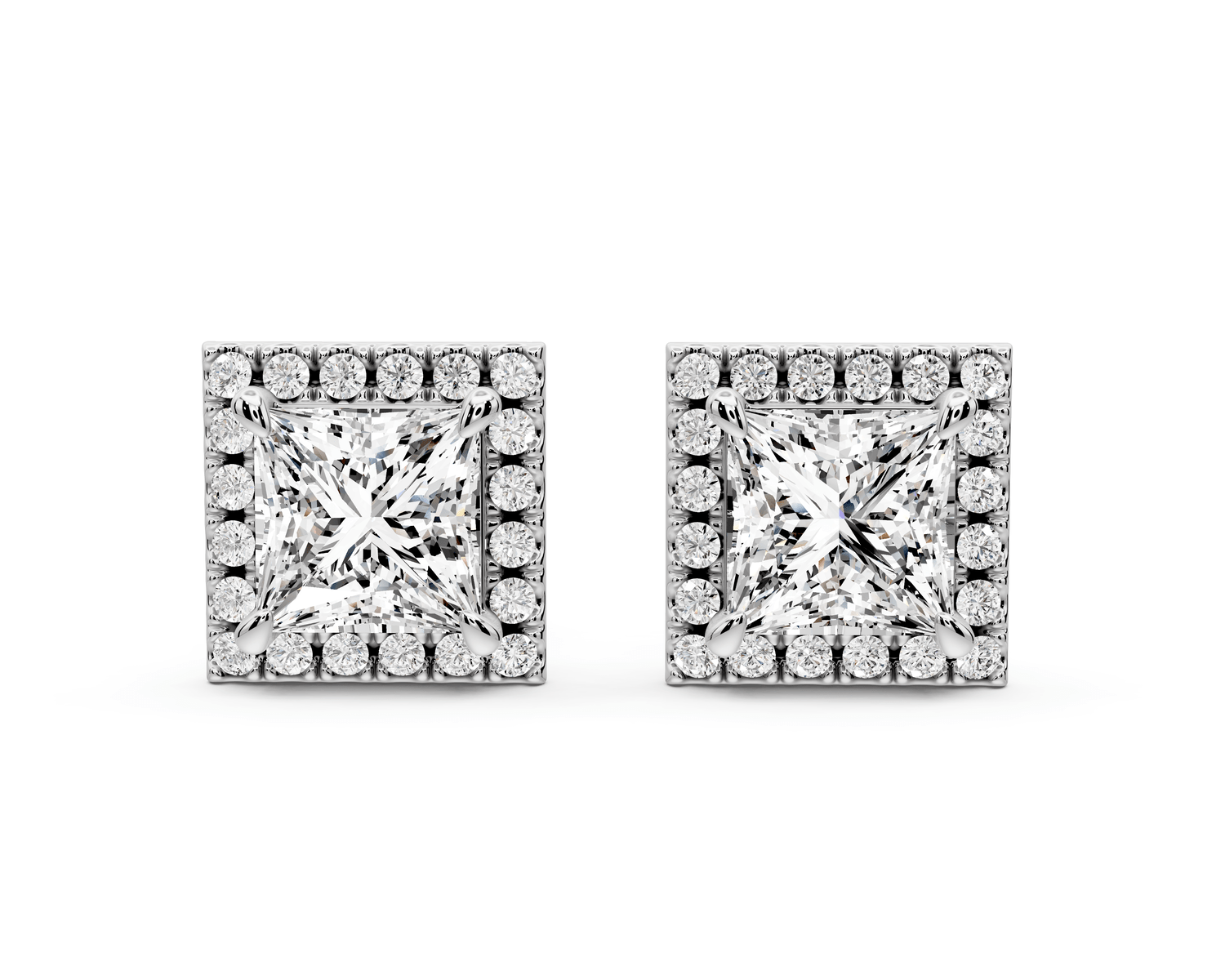 Solis - 3ct 14k white gold Princess - Cut Diamond Stud Earrings - Mr. Alex Jewelry