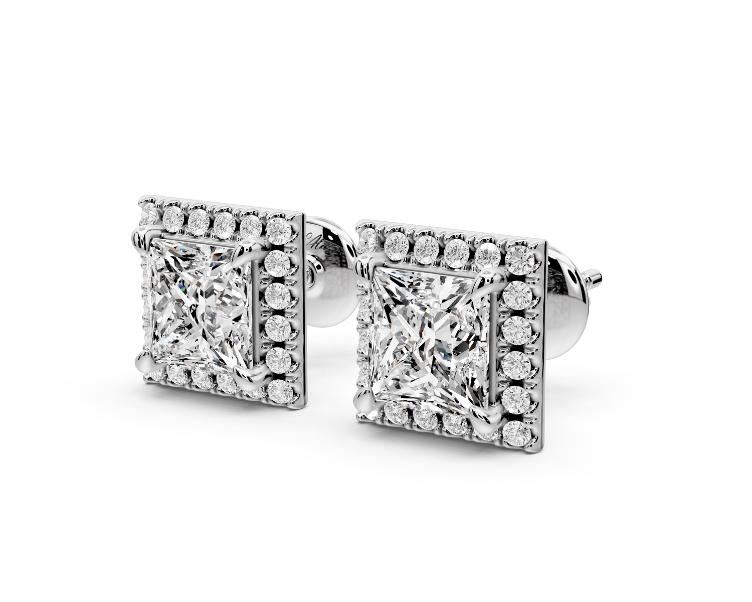 Solis - 3ct 14k white gold Princess - Cut Diamond Stud Earrings - Mr. Alex Jewelry