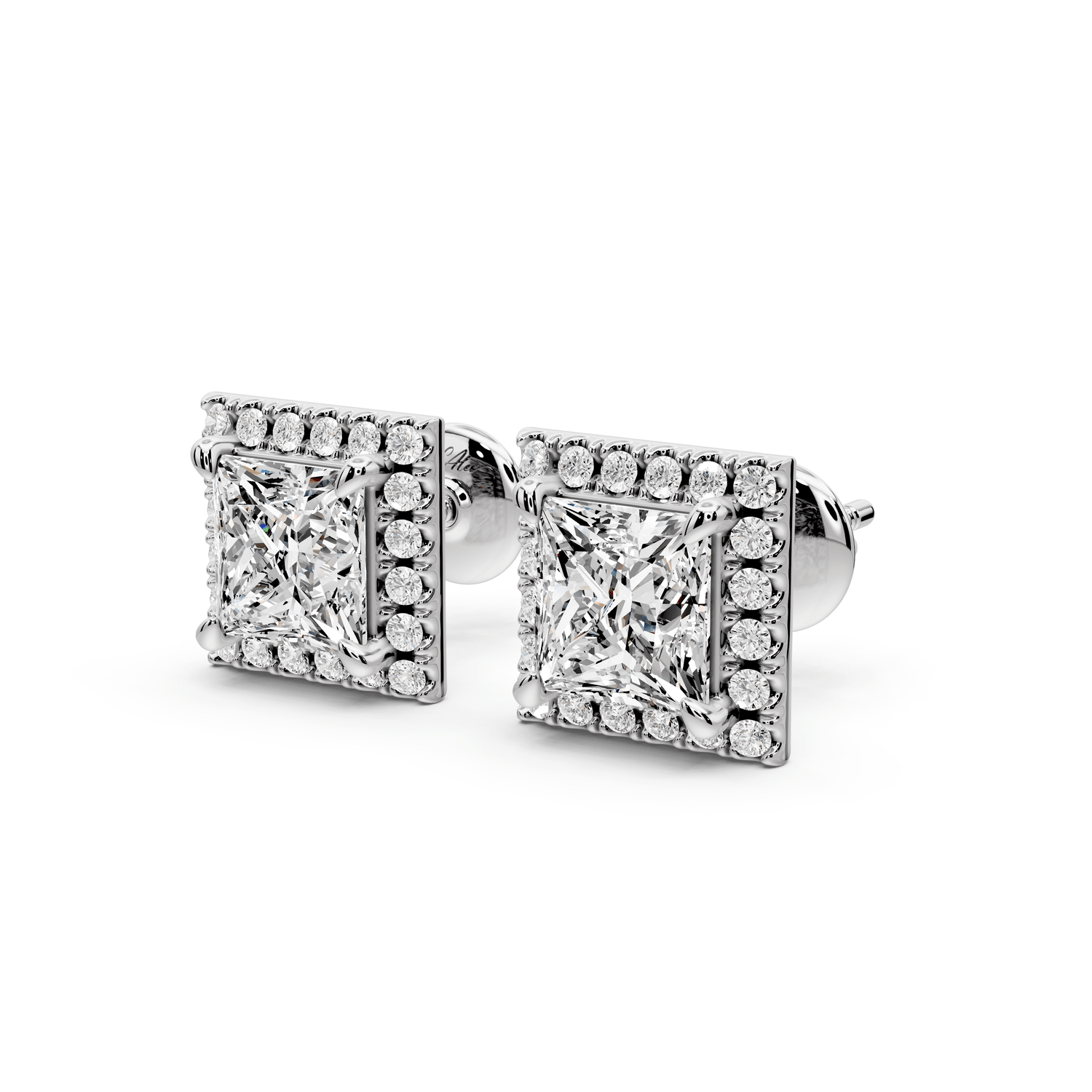 Solis - 3ct 14k white gold Princess - Cut Diamond Stud Earrings - Mr. Alex Jewelry