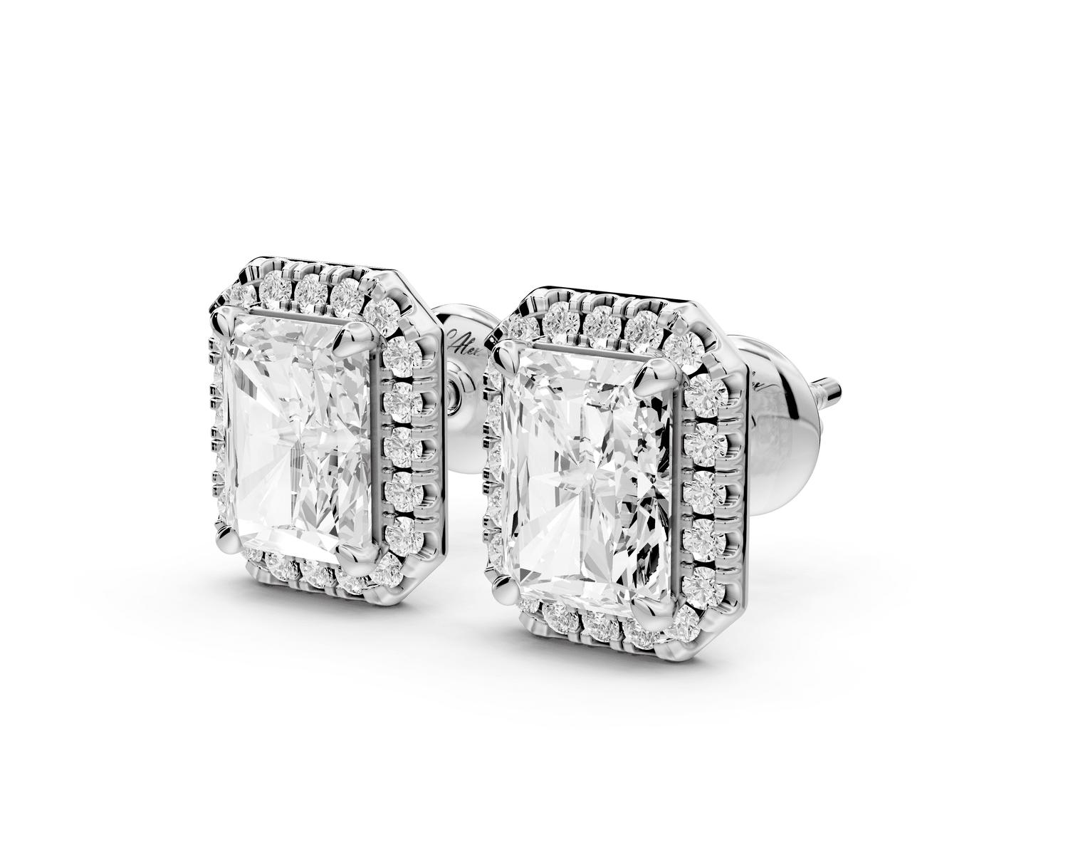 Solis - 3ct 14k white gold Radiant - Cut Diamond Stud Earrings - Mr. Alex Jewelry