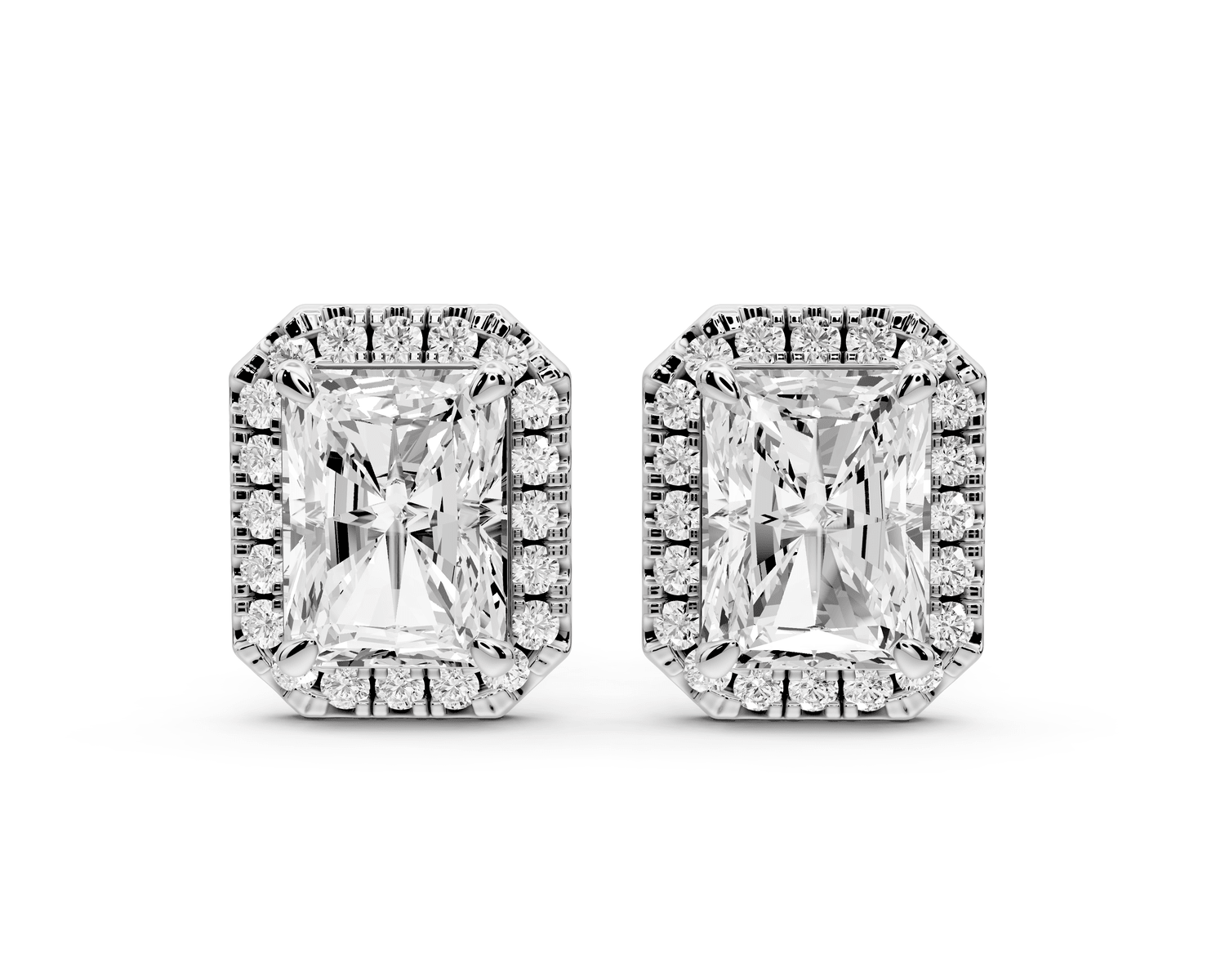 Solis - 3ct 14k white gold Radiant - Cut Diamond Stud Earrings - Mr. Alex Jewelry