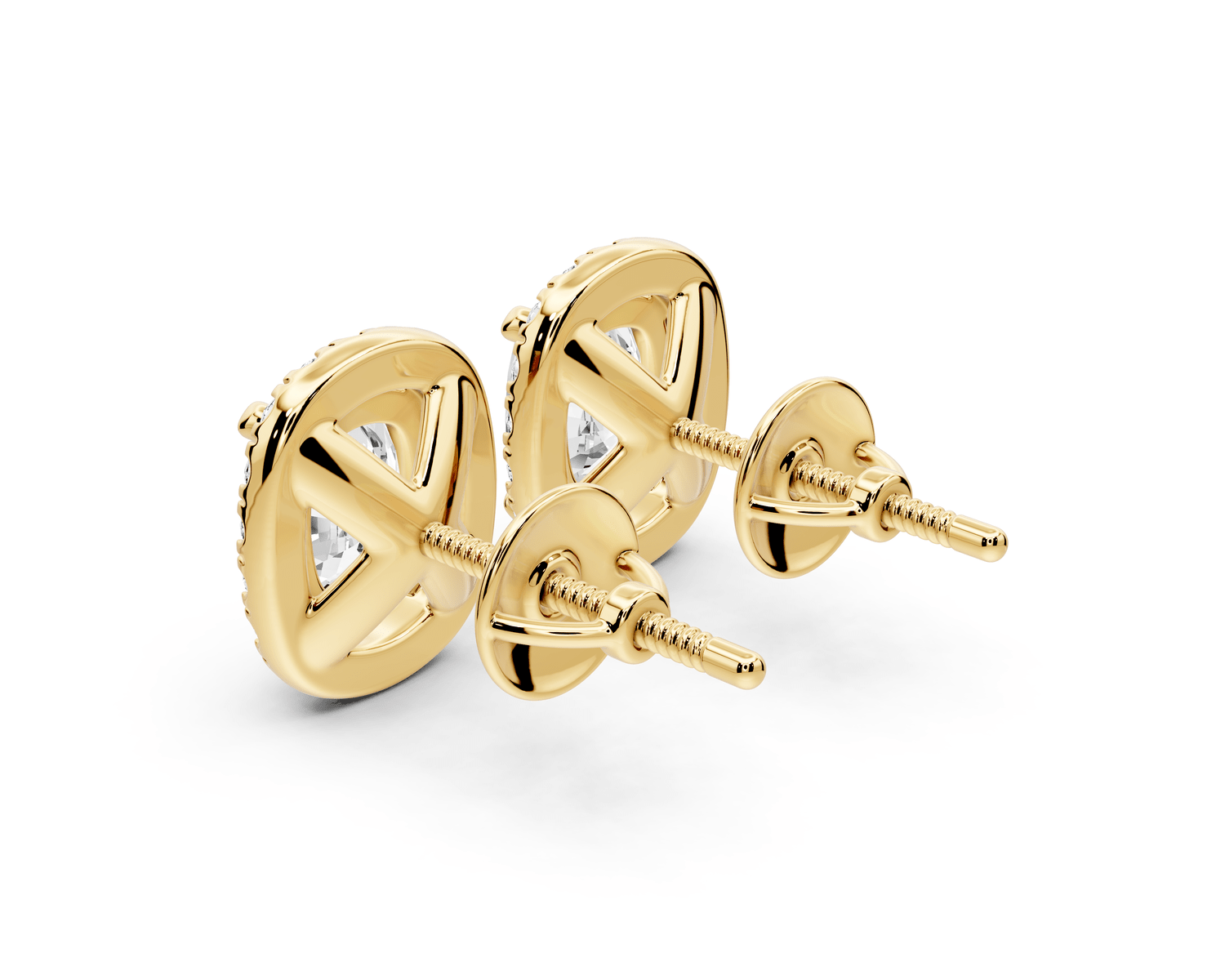 Solis - 3ct 14k yellow gold Elgcushion - Cut Diamond Stud Earrings - Mr. Alex Jewelry