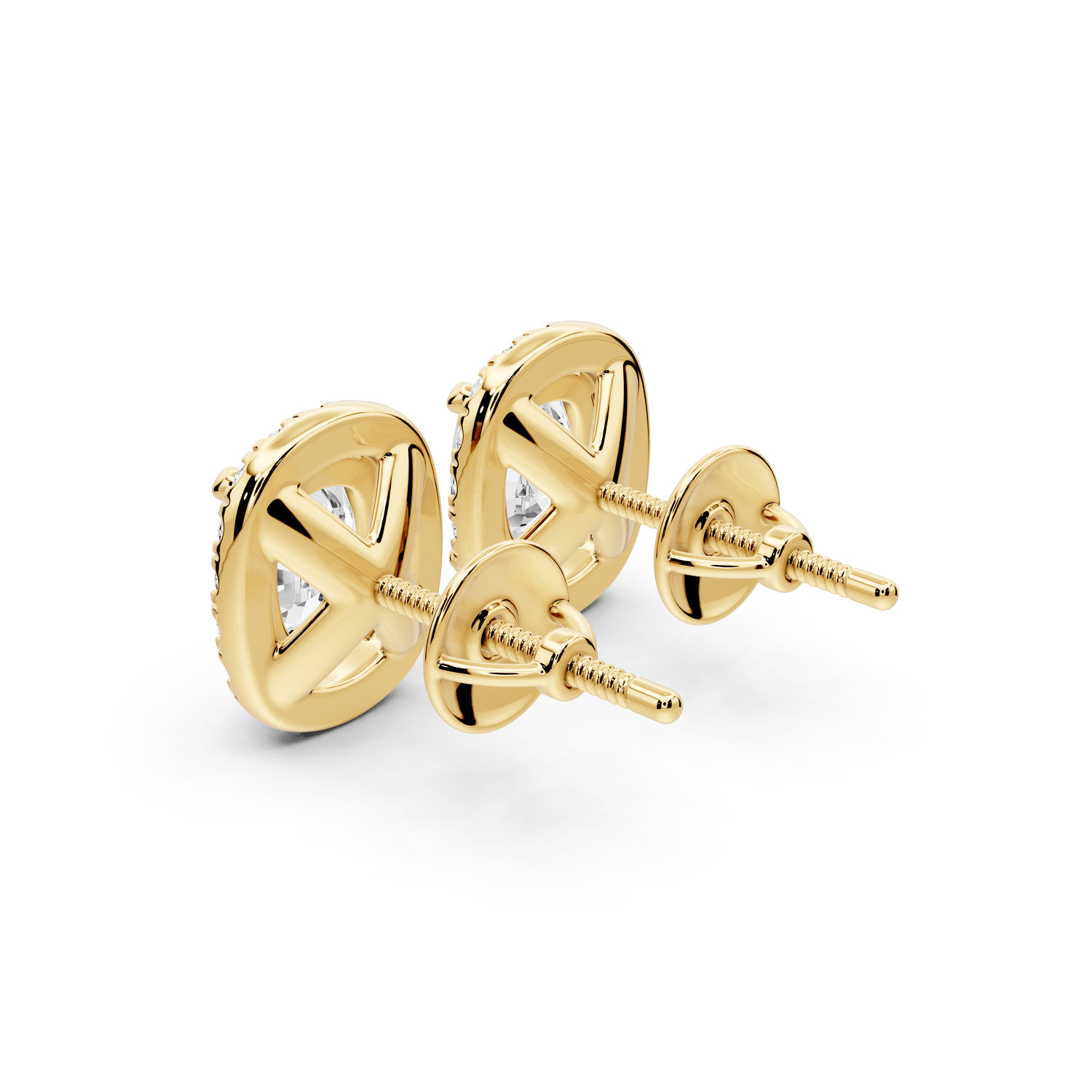 Solis - 3ct 14k yellow gold Elgcushion - Cut Diamond Stud Earrings - Mr. Alex Jewelry
