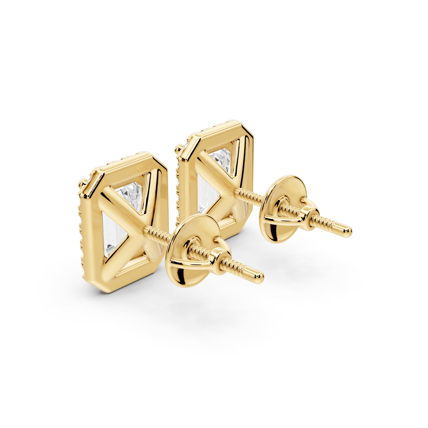 Solis - 3ct 14k yellow gold Emerald - Cut Diamond Stud Earrings - Mr. Alex Jewelry