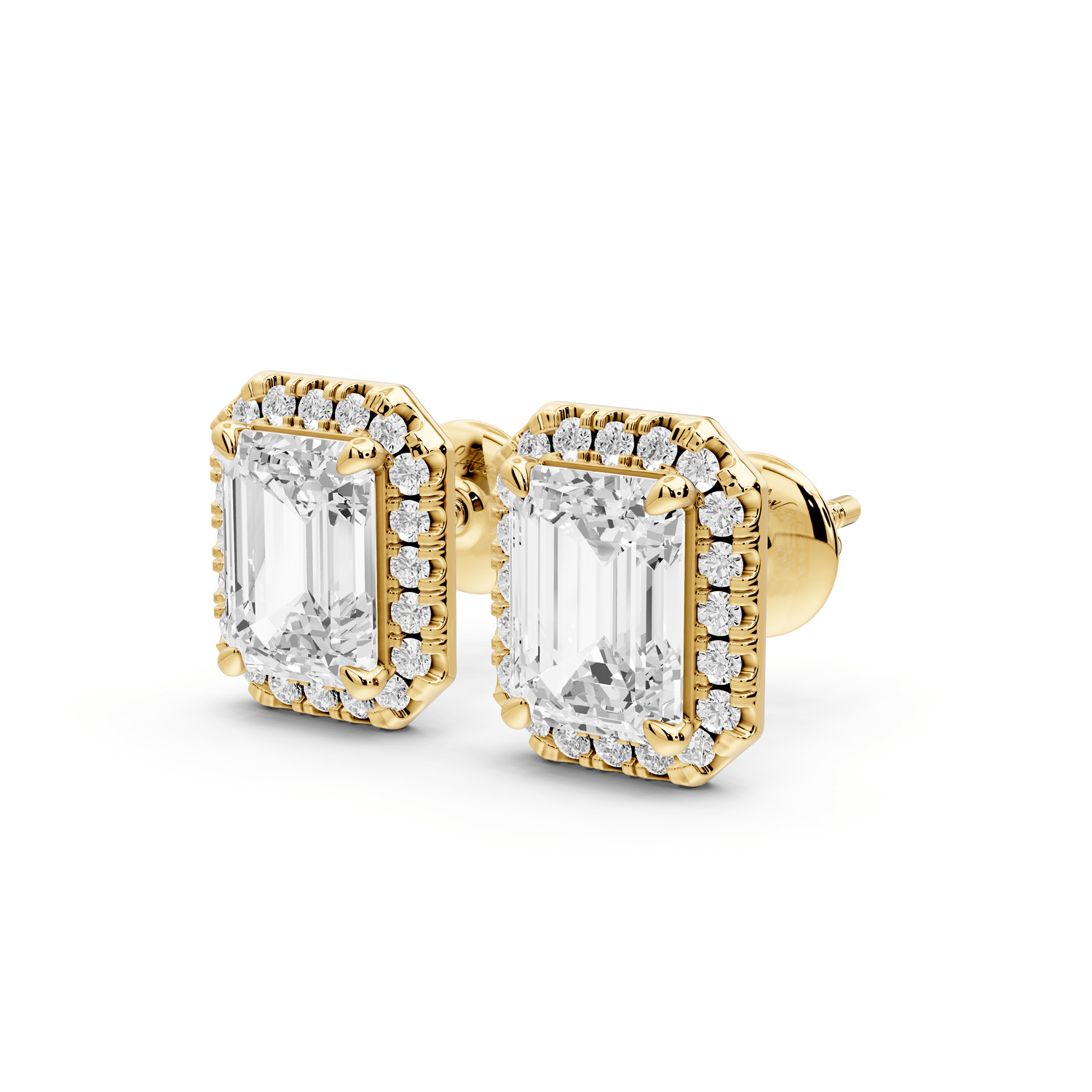 Solis - 3ct 14k yellow gold Emerald - Cut Diamond Stud Earrings - Mr. Alex Jewelry