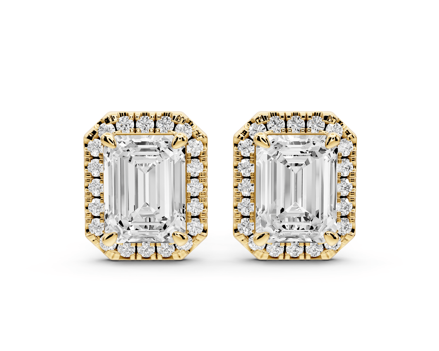 Solis - 3ct 14k yellow gold Emerald - Cut Diamond Stud Earrings - Mr. Alex Jewelry