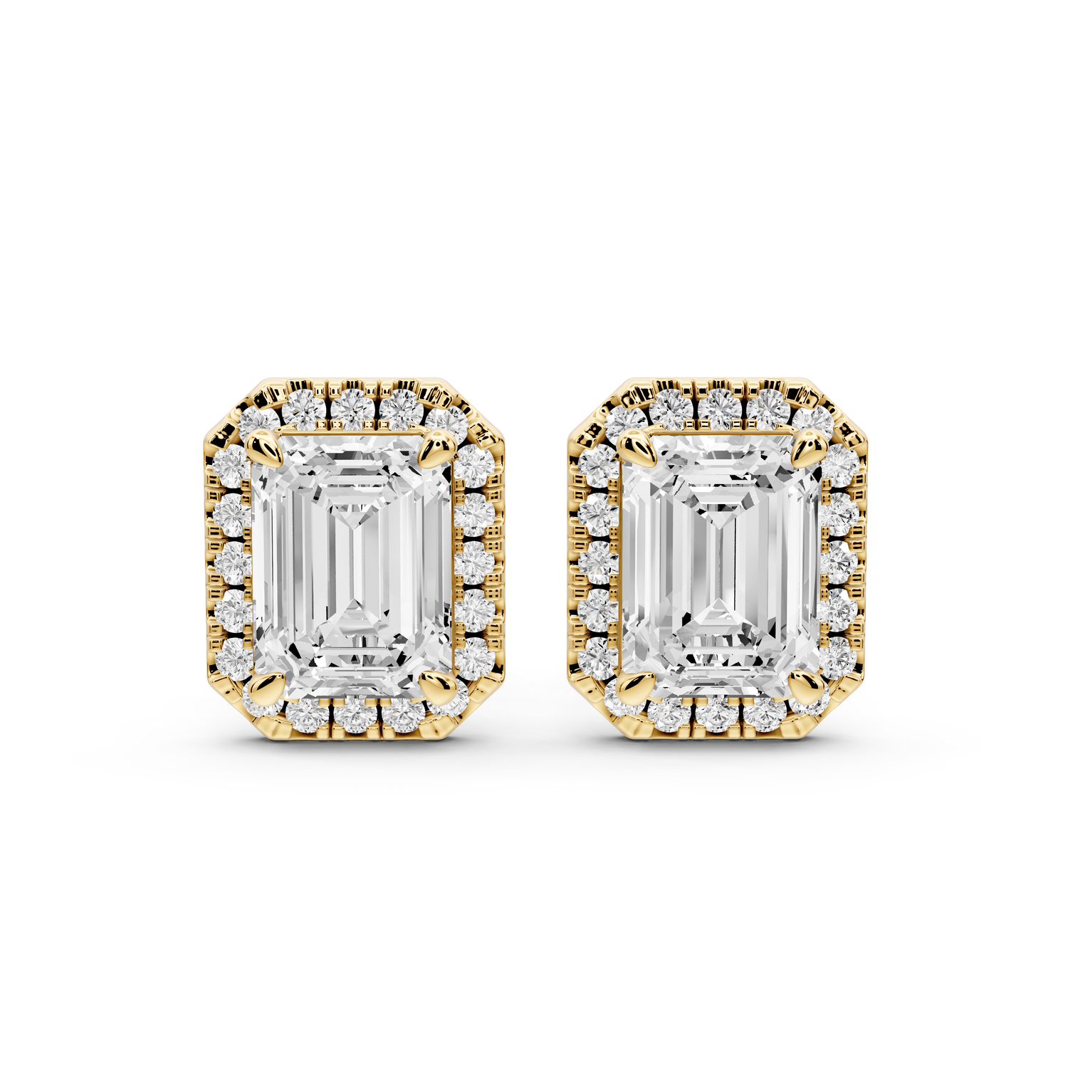 Solis - 3ct 14k yellow gold Emerald - Cut Diamond Stud Earrings - Mr. Alex Jewelry