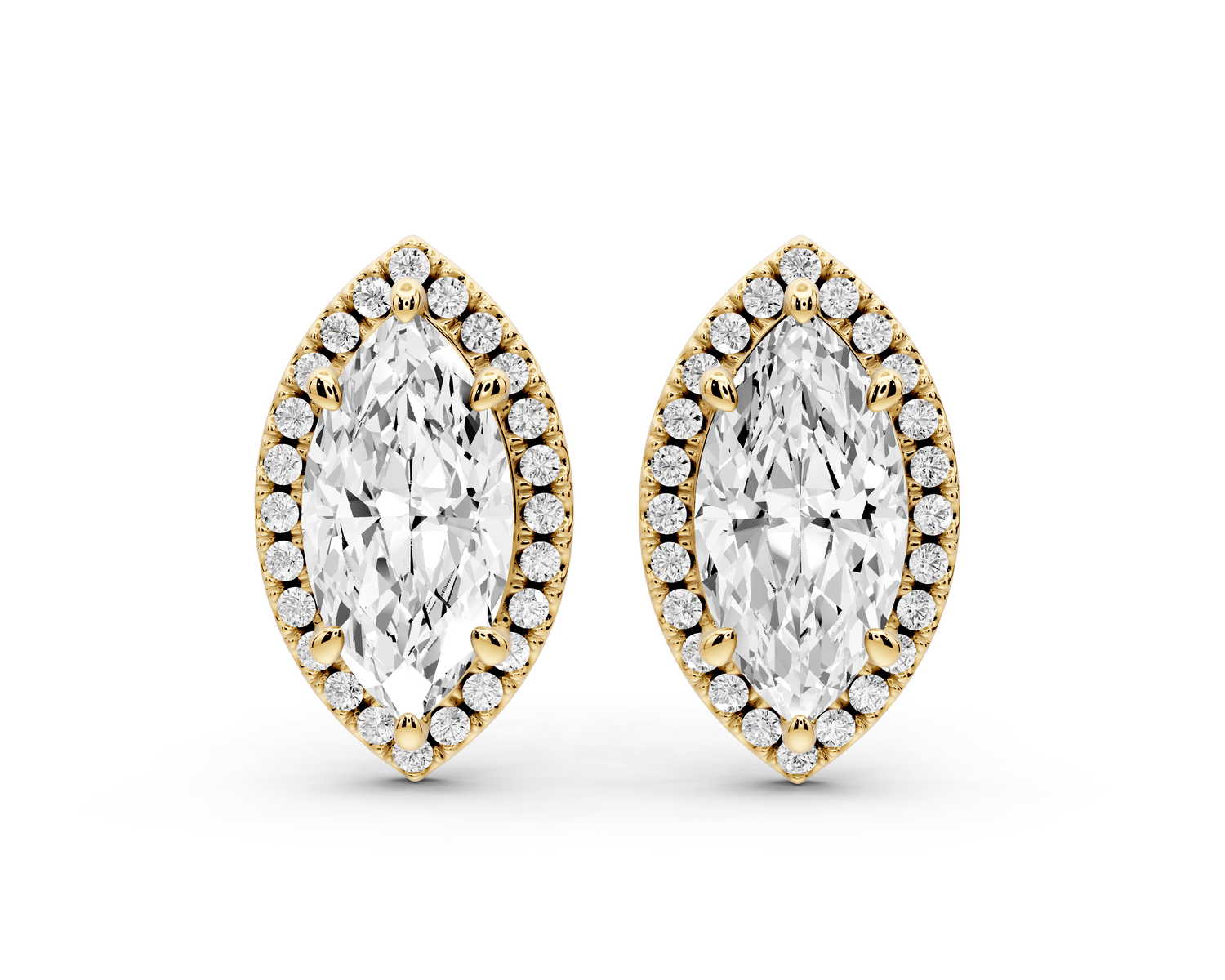 Solis - 3ct 14k yellow gold Marquise - Cut Diamond Stud Earrings - Mr. Alex Jewelry