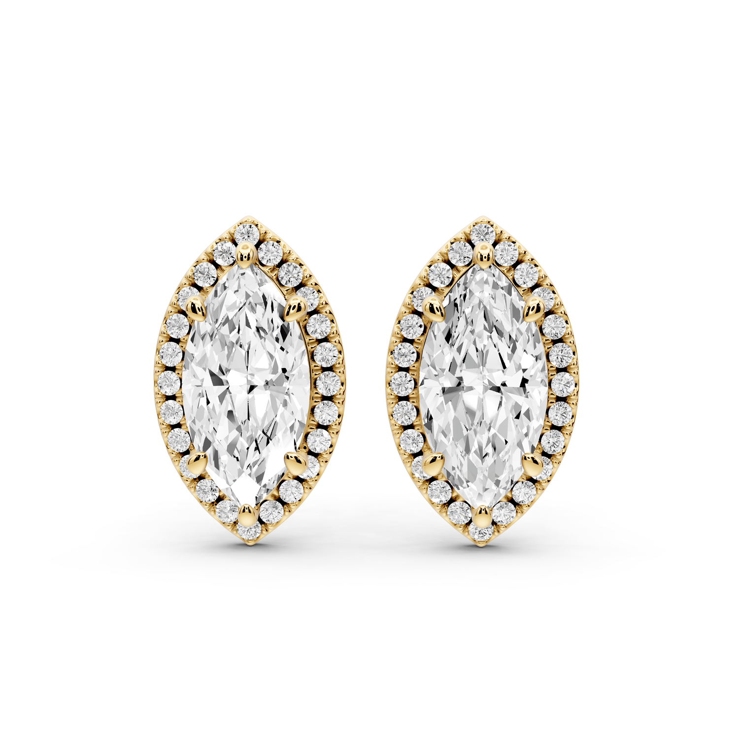 Solis - 3ct 14k yellow gold Marquise - Cut Diamond Stud Earrings - Mr. Alex Jewelry