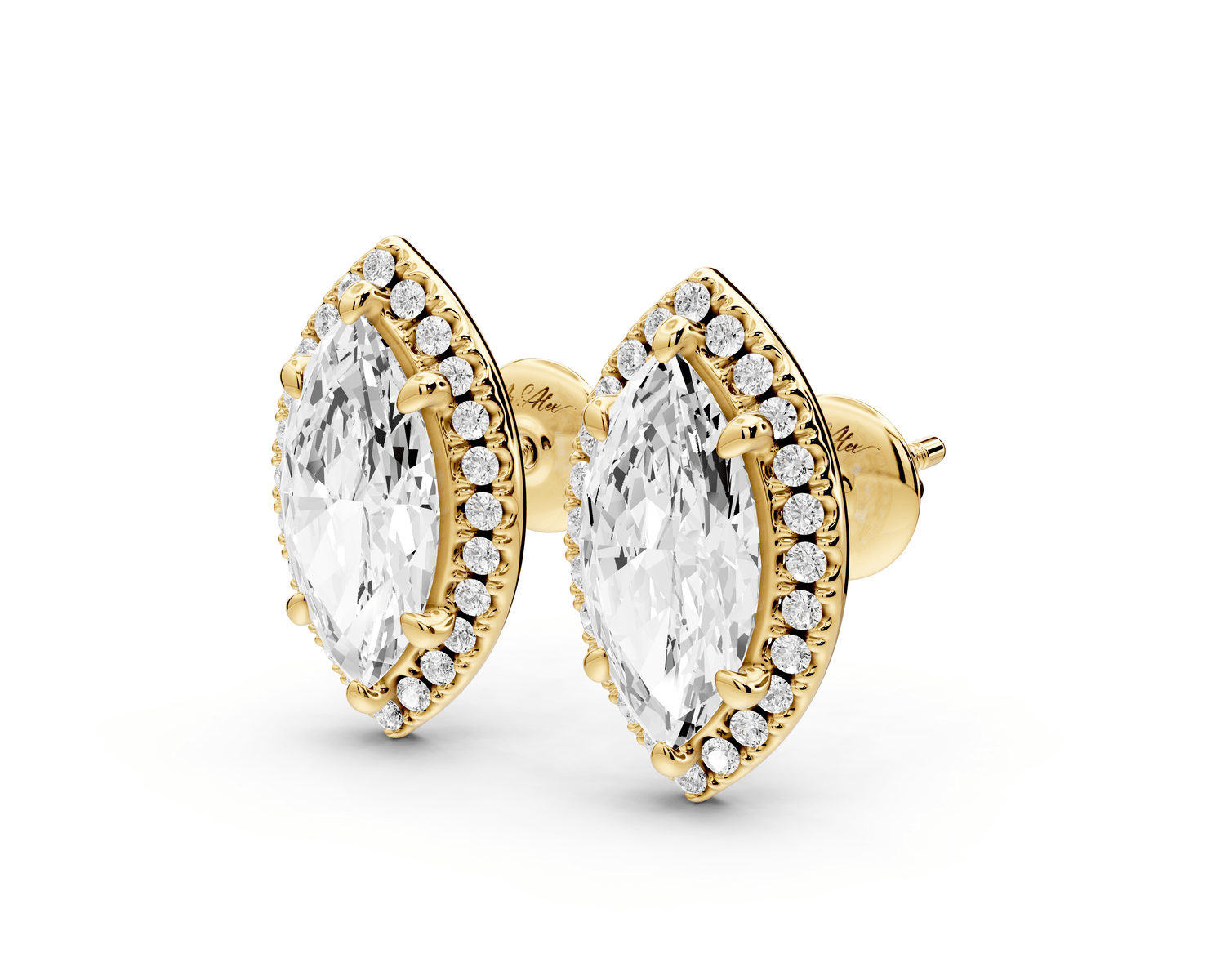 Solis - 3ct 14k yellow gold Marquise - Cut Diamond Stud Earrings - Mr. Alex Jewelry