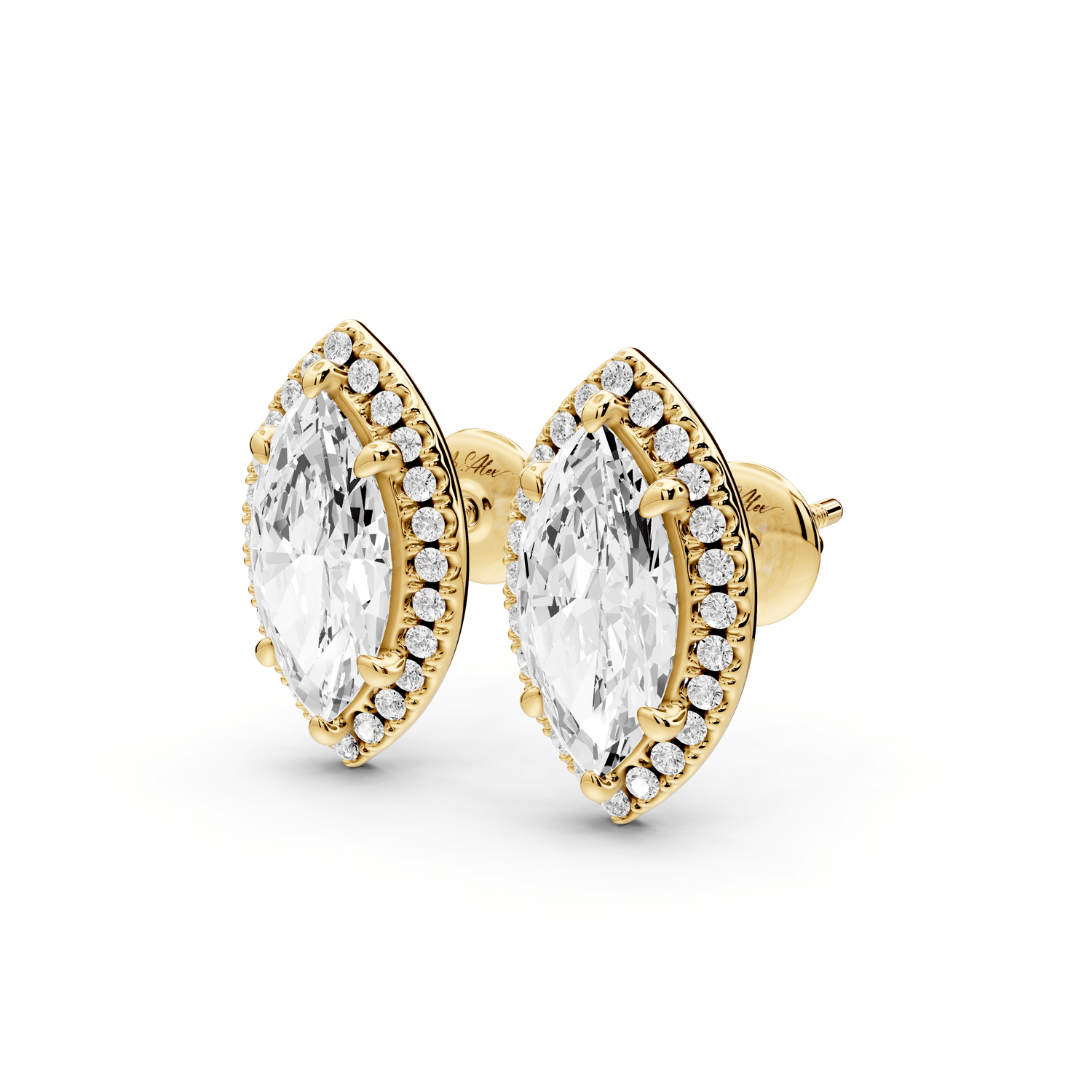 Solis - 3ct 14k yellow gold Marquise - Cut Diamond Stud Earrings - Mr. Alex Jewelry