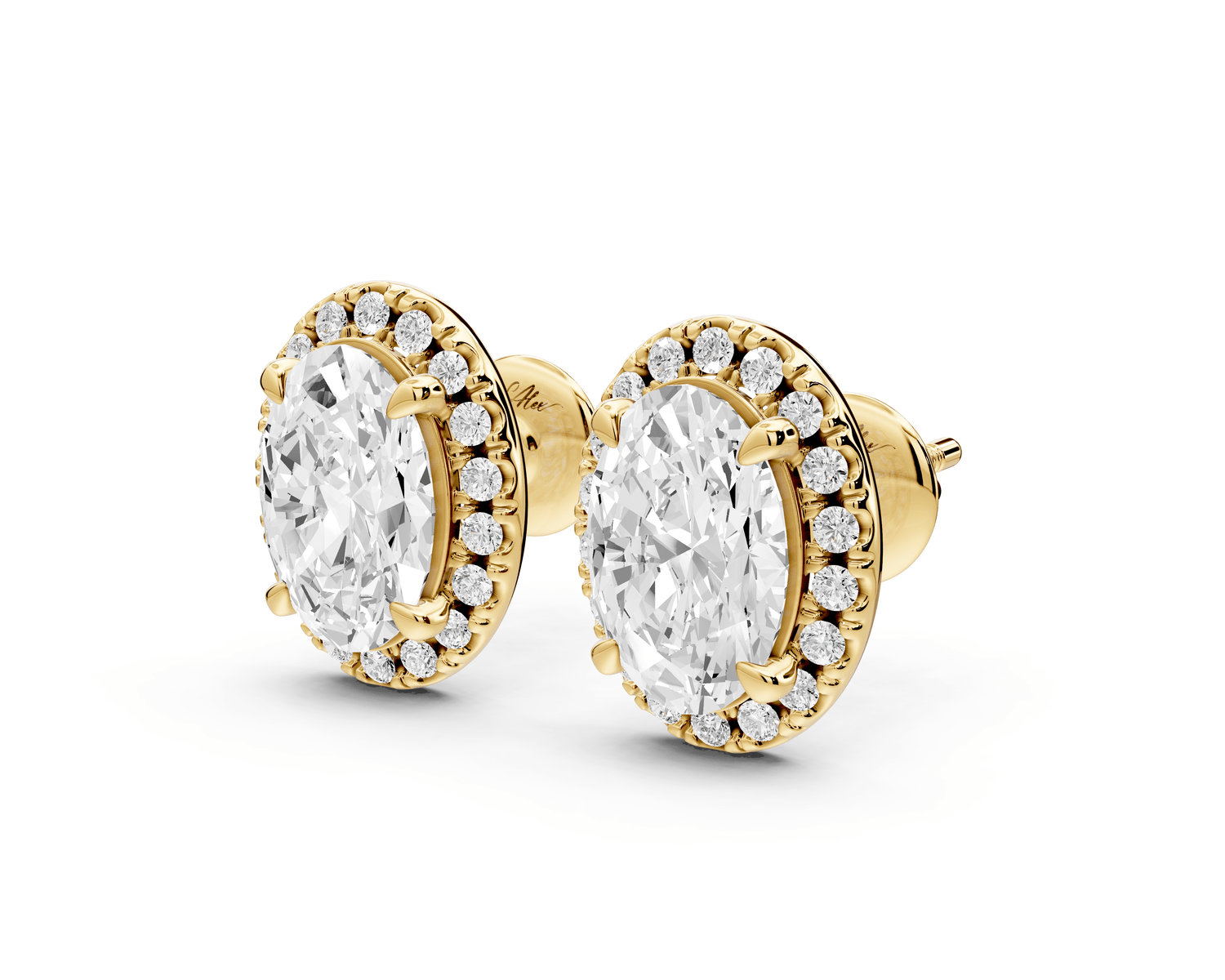 Solis - 3ct 14k yellow gold Oval - Cut Diamond Stud Earrings - Mr. Alex Jewelry