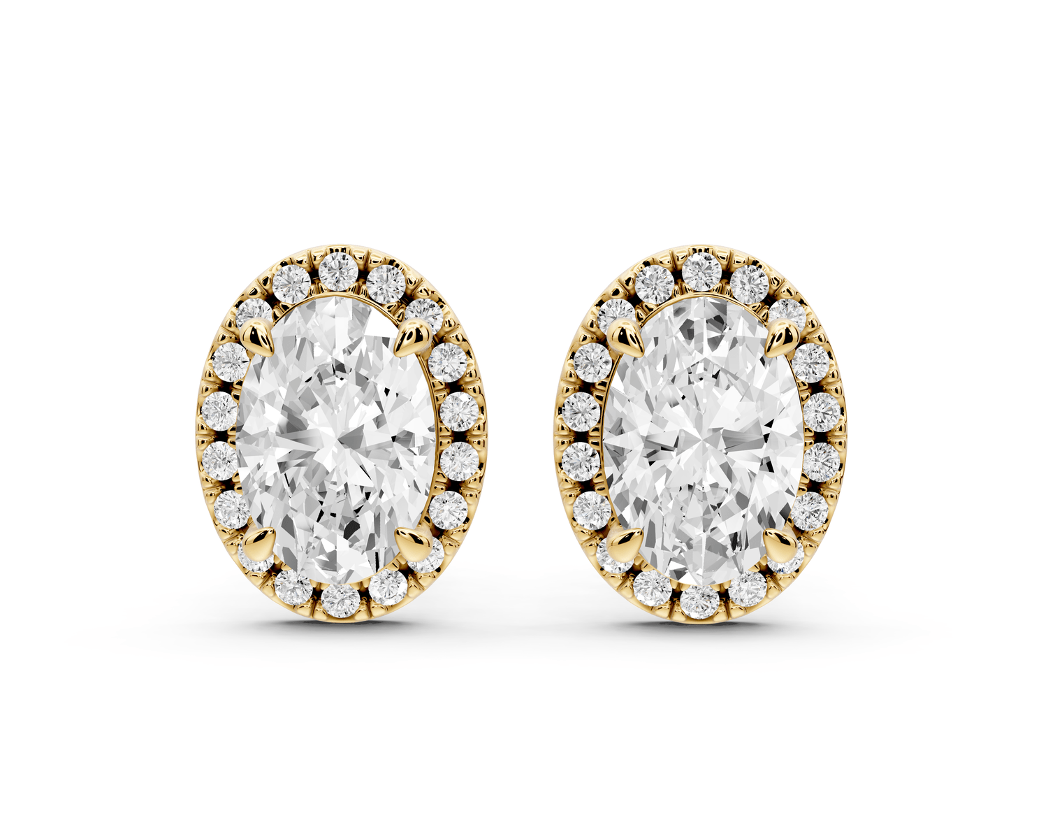 Solis - 3ct 14k yellow gold Oval - Cut Diamond Stud Earrings - Mr. Alex Jewelry