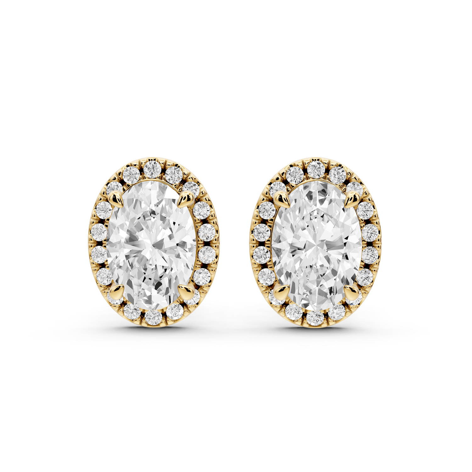 Solis - 3ct 14k yellow gold Oval - Cut Diamond Stud Earrings - Mr. Alex Jewelry
