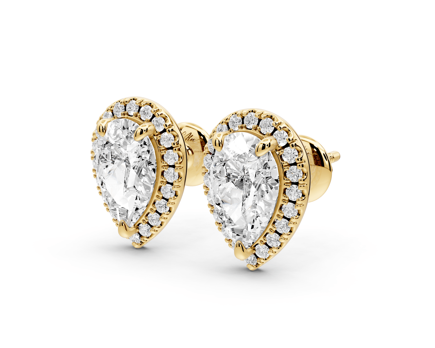 Solis - 3ct 14k yellow gold Pear - Cut Diamond Stud Earrings - Mr. Alex Jewelry