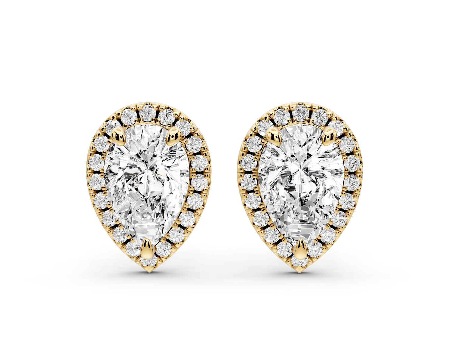 Solis - 3ct 14k yellow gold Pear - Cut Diamond Stud Earrings - Mr. Alex Jewelry