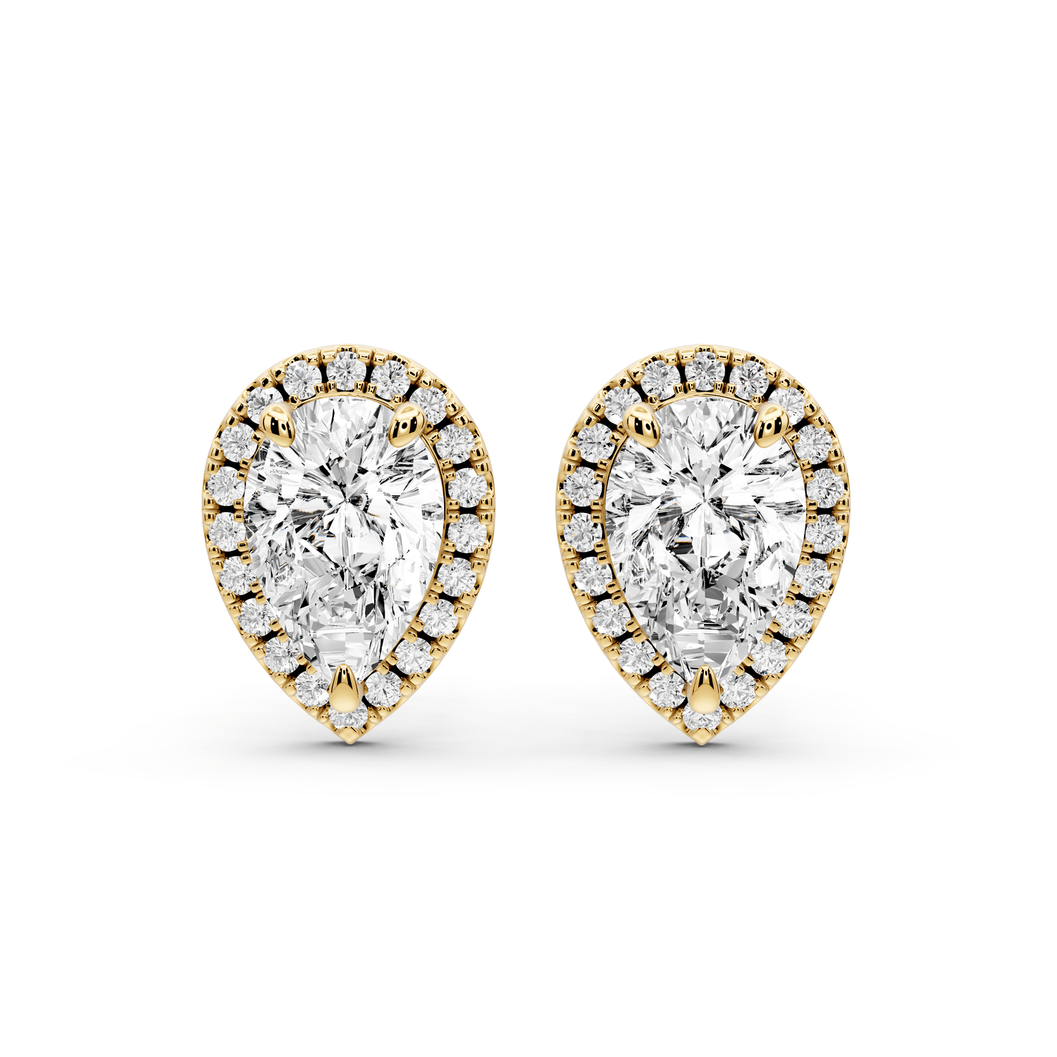 Solis - 3ct 14k yellow gold Pear - Cut Diamond Stud Earrings - Mr. Alex Jewelry