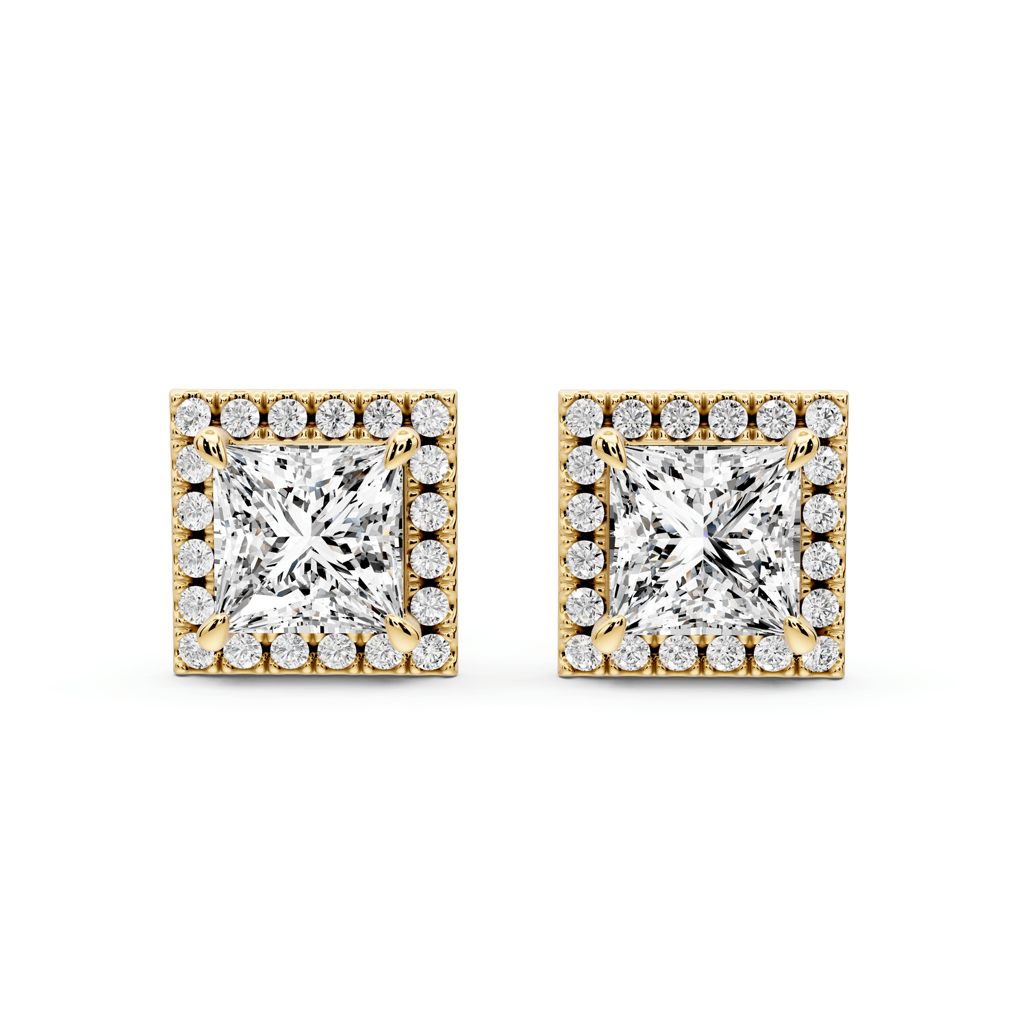 Solis - 3ct 14k yellow gold Princess - Cut Diamond Stud Earrings - Mr. Alex Jewelry