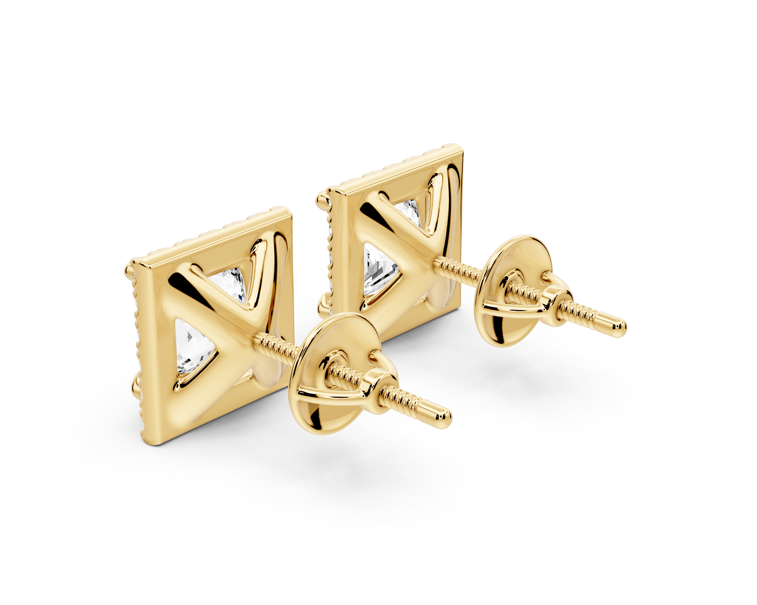 Solis - 3ct 14k yellow gold Princess - Cut Diamond Stud Earrings - Mr. Alex Jewelry