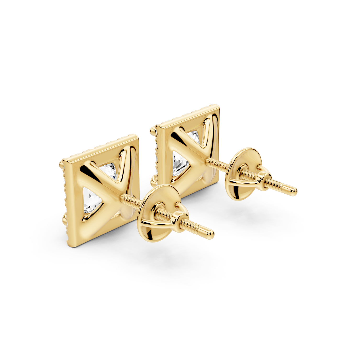 Solis - 3ct 14k yellow gold Princess - Cut Diamond Stud Earrings - Mr. Alex Jewelry