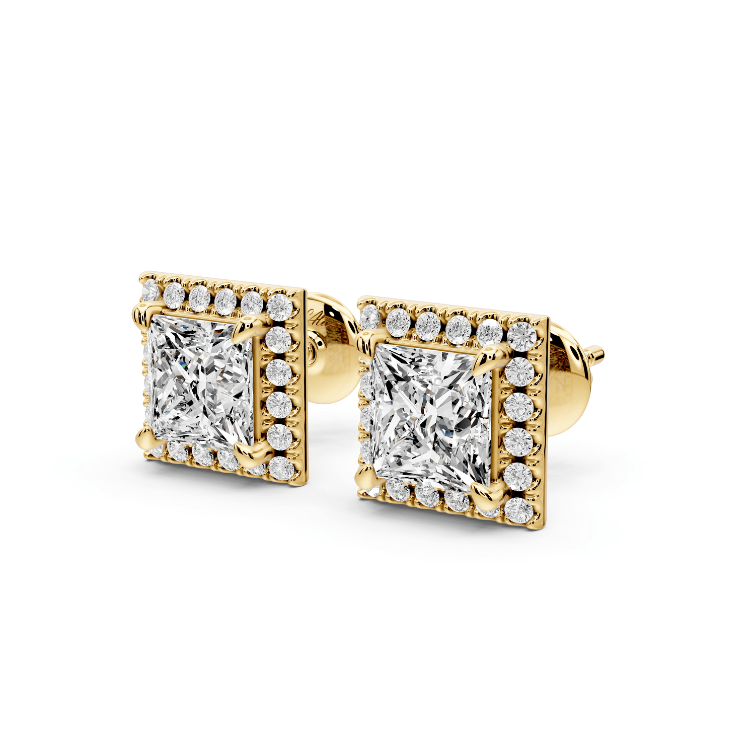 Solis - 3ct 14k yellow gold Princess - Cut Diamond Stud Earrings - Mr. Alex Jewelry