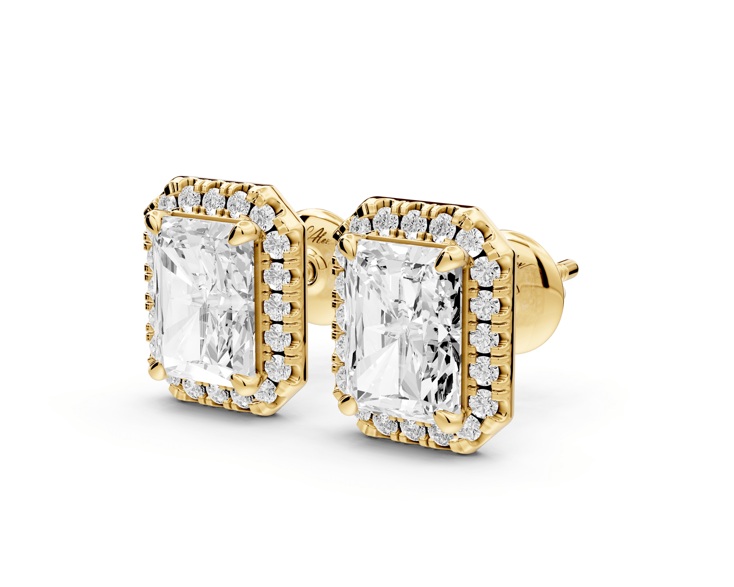 Solis - 3ct 14k yellow gold Radiant - Cut Diamond Stud Earrings - Mr. Alex Jewelry
