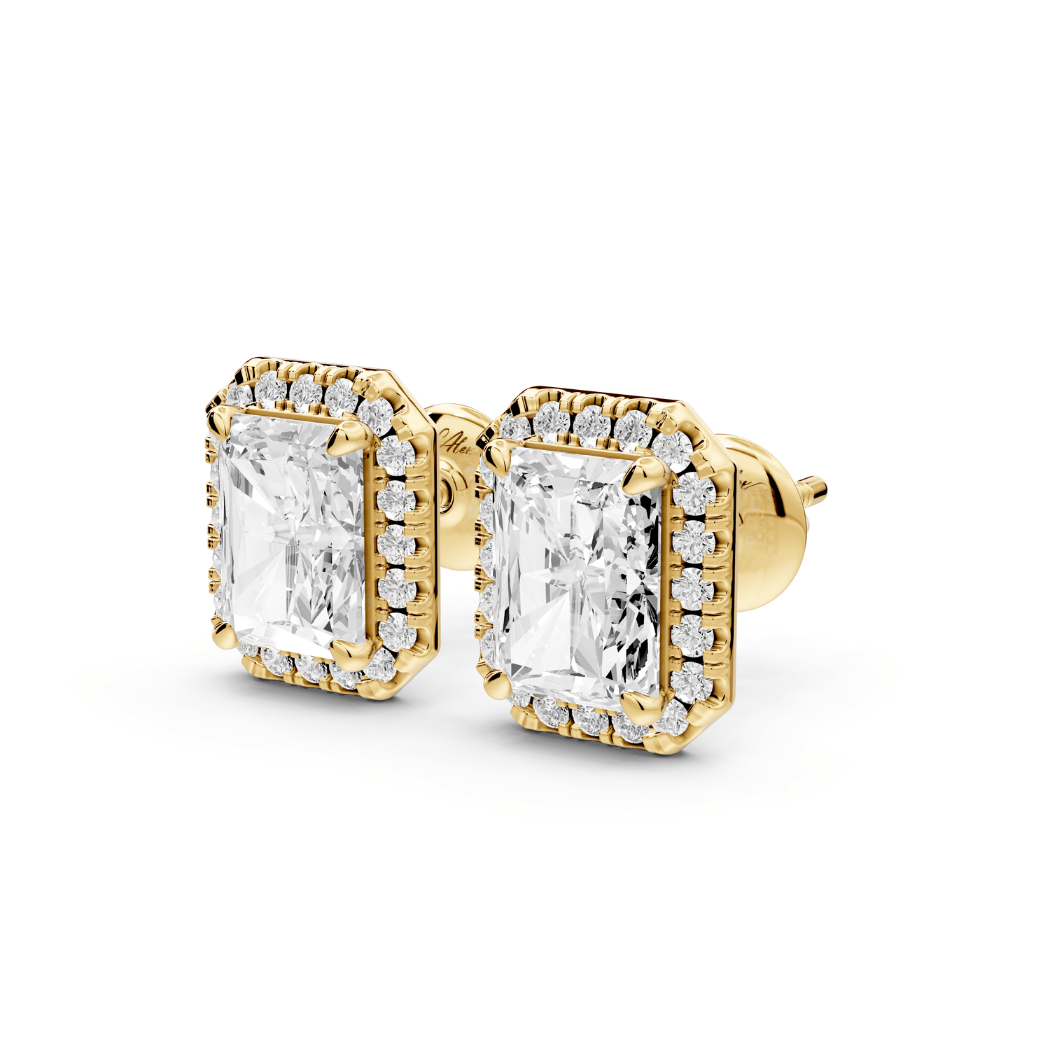 Solis - 3ct 14k yellow gold Radiant - Cut Diamond Stud Earrings - Mr. Alex Jewelry