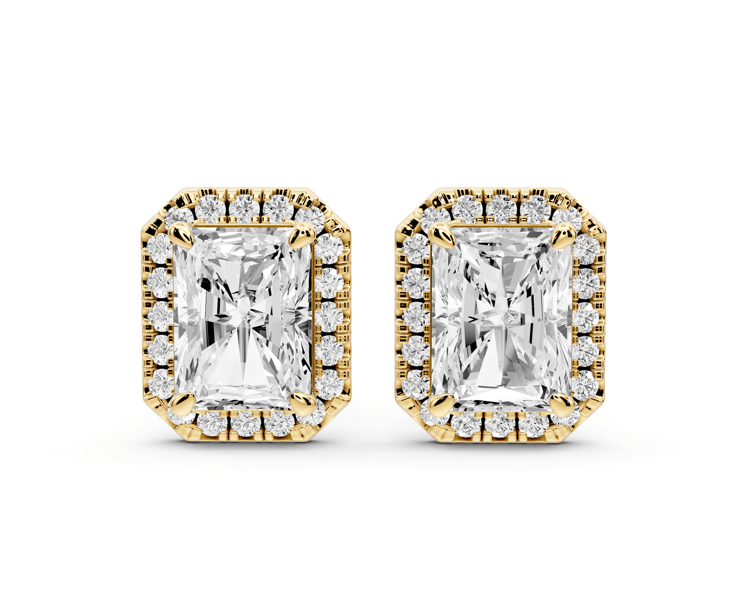 Solis - 3ct 14k yellow gold Radiant - Cut Diamond Stud Earrings - Mr. Alex Jewelry