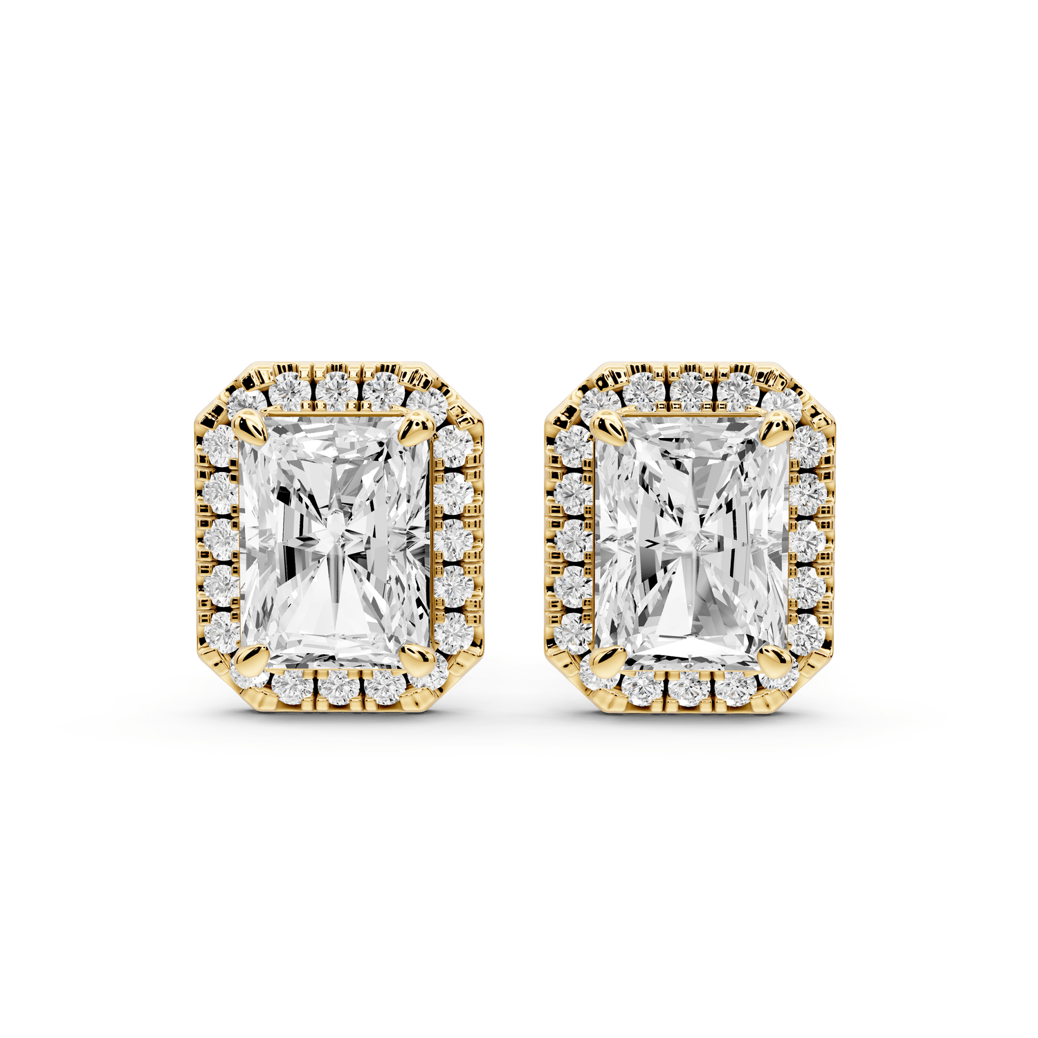 Solis - 3ct 14k yellow gold Radiant - Cut Diamond Stud Earrings - Mr. Alex Jewelry