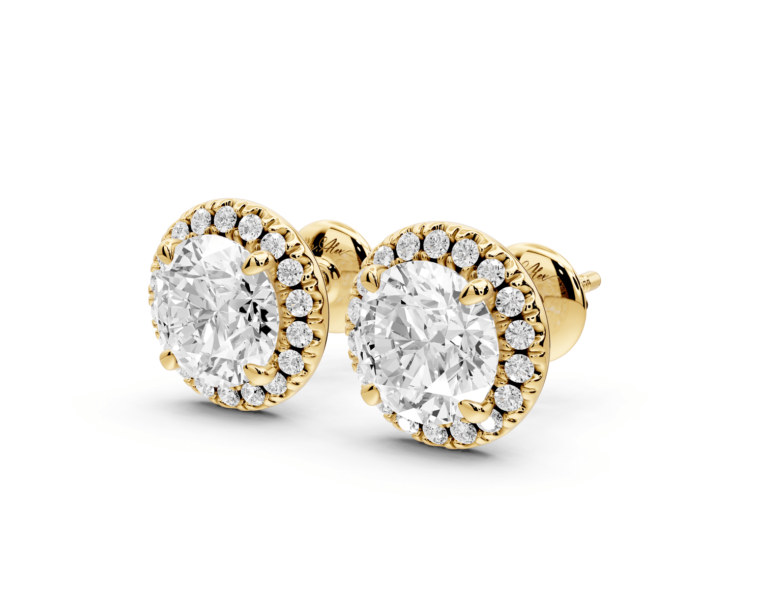 Solis - 3ct 14k yellow gold Round - Cut Diamond Stud Earrings - Mr. Alex Jewelry