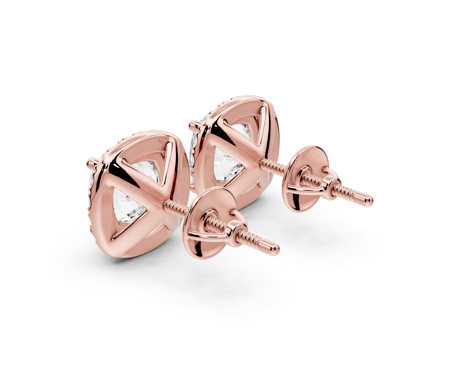 Solis - 4ct 14k rose gold Cushion - Cut Diamond Stud Earrings - Mr. Alex Jewelry