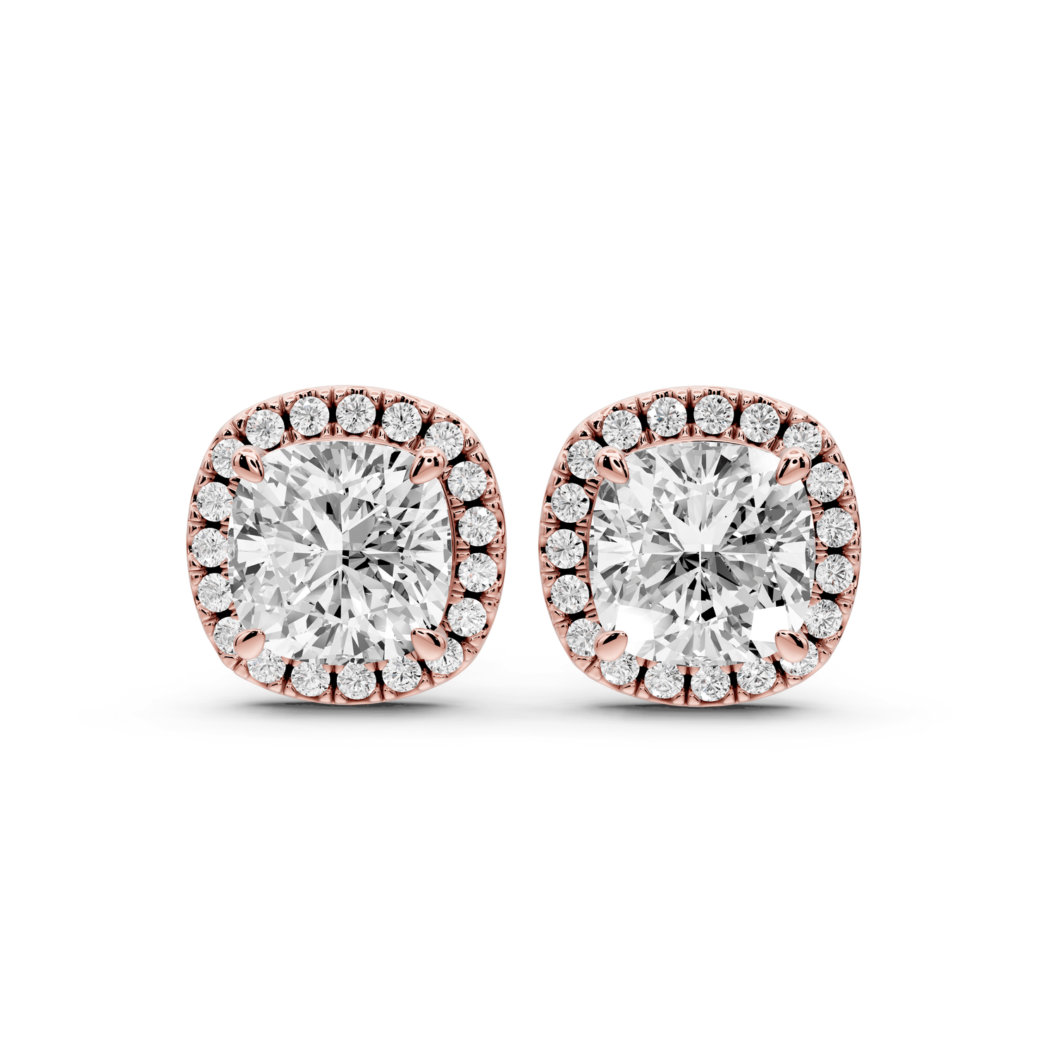 Solis - 4ct 14k rose gold Cushion - Cut Diamond Stud Earrings - Mr. Alex Jewelry