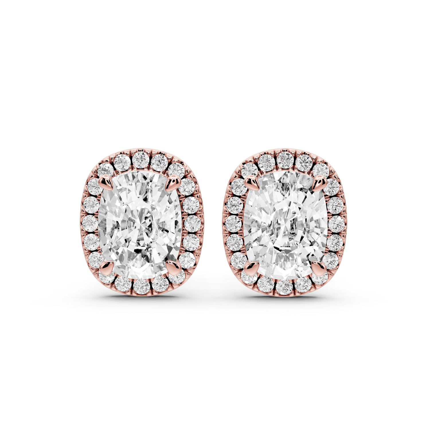 Solis - 4ct 14k rose gold Elgcushion - Cut Diamond Stud Earrings - Mr. Alex Jewelry
