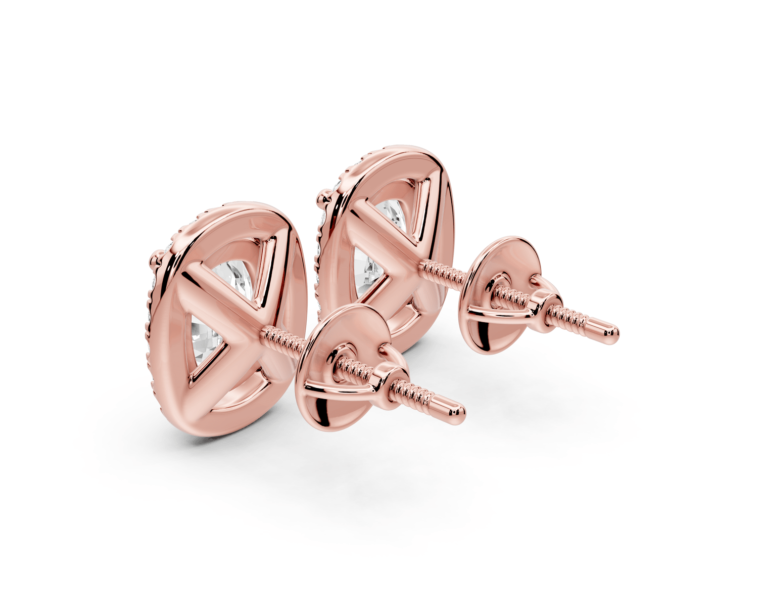 Solis - 4ct 14k rose gold Elgcushion - Cut Diamond Stud Earrings - Mr. Alex Jewelry