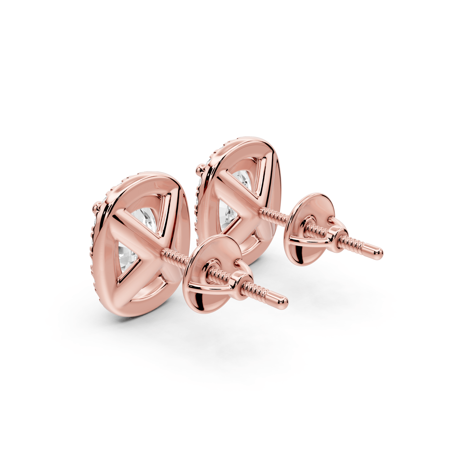 Solis - 4ct 14k rose gold Elgcushion - Cut Diamond Stud Earrings - Mr. Alex Jewelry