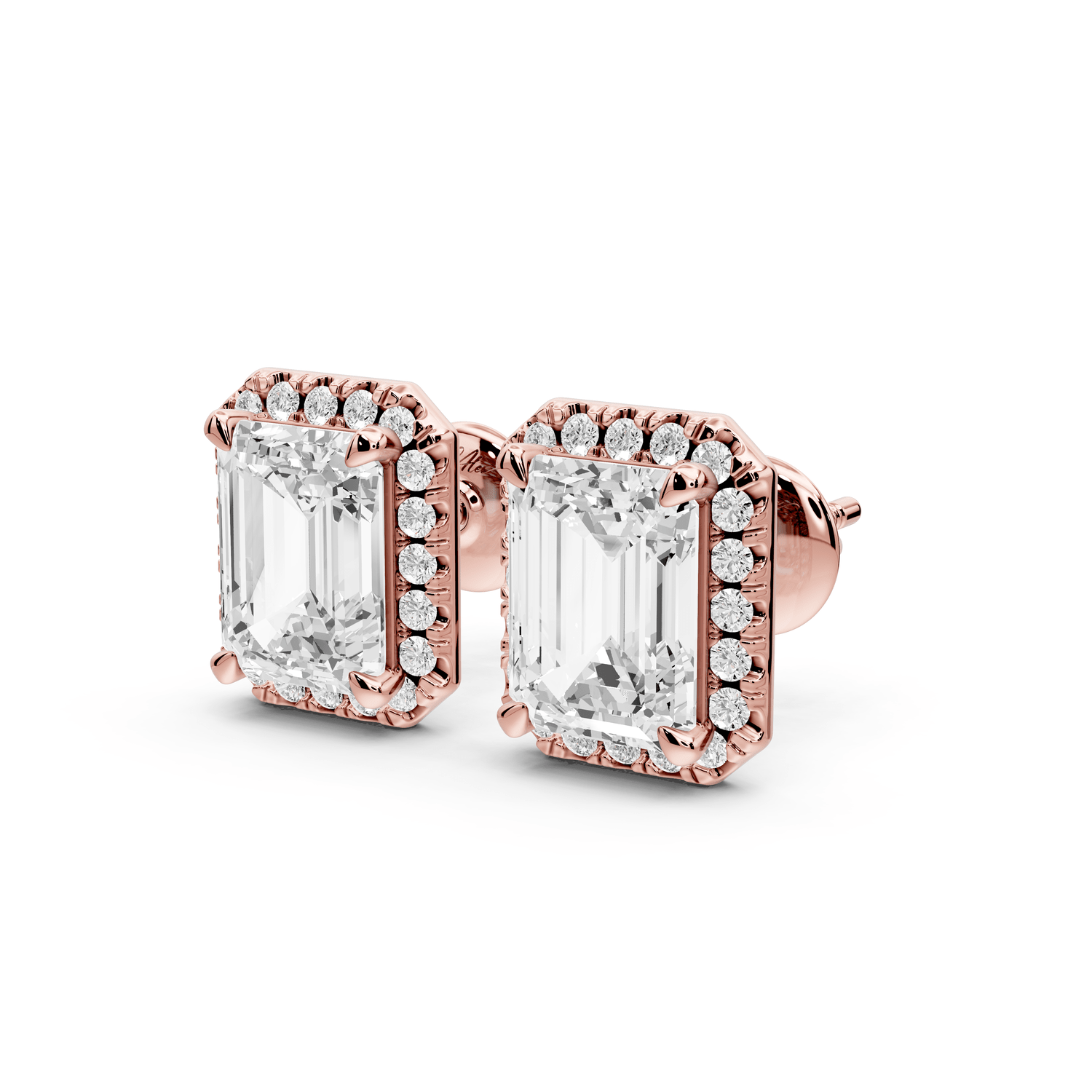 Solis - 4ct 14k rose gold Emerald - Cut Diamond Stud Earrings - Mr. Alex Jewelry