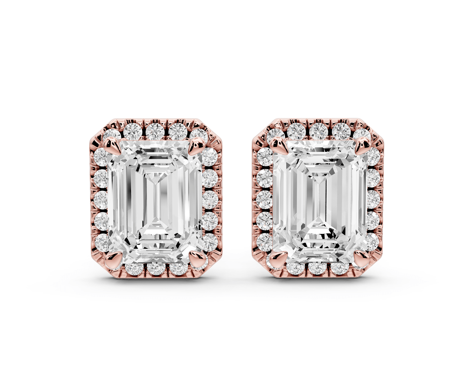 Solis - 4ct 14k rose gold Emerald - Cut Diamond Stud Earrings - Mr. Alex Jewelry