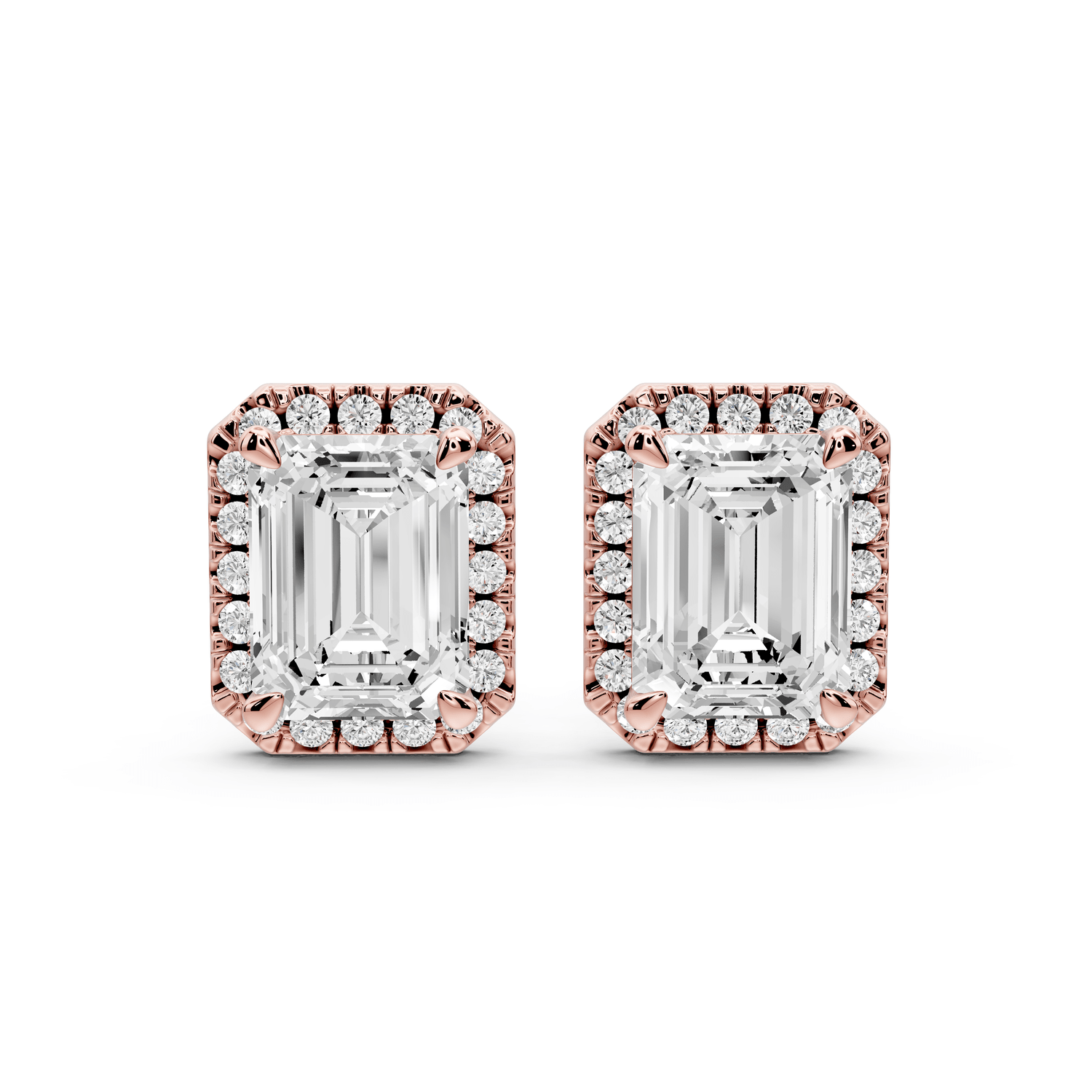 Solis - 4ct 14k rose gold Emerald - Cut Diamond Stud Earrings - Mr. Alex Jewelry