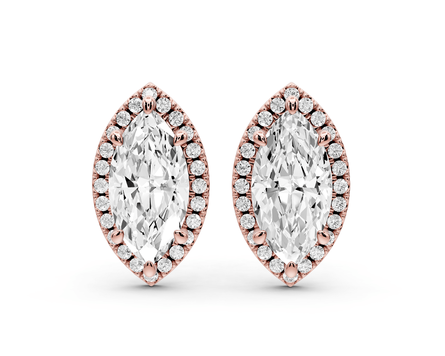 Solis - 4ct 14k rose gold Marquise - Cut Diamond Stud Earrings - Mr. Alex Jewelry