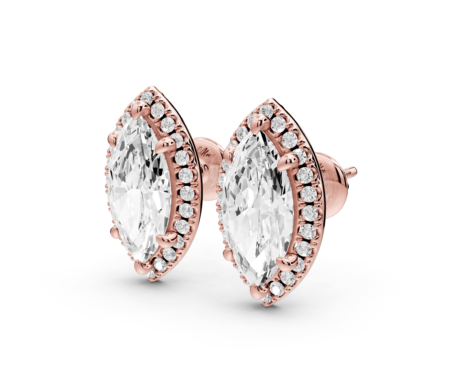 Solis - 4ct 14k rose gold Marquise - Cut Diamond Stud Earrings - Mr. Alex Jewelry