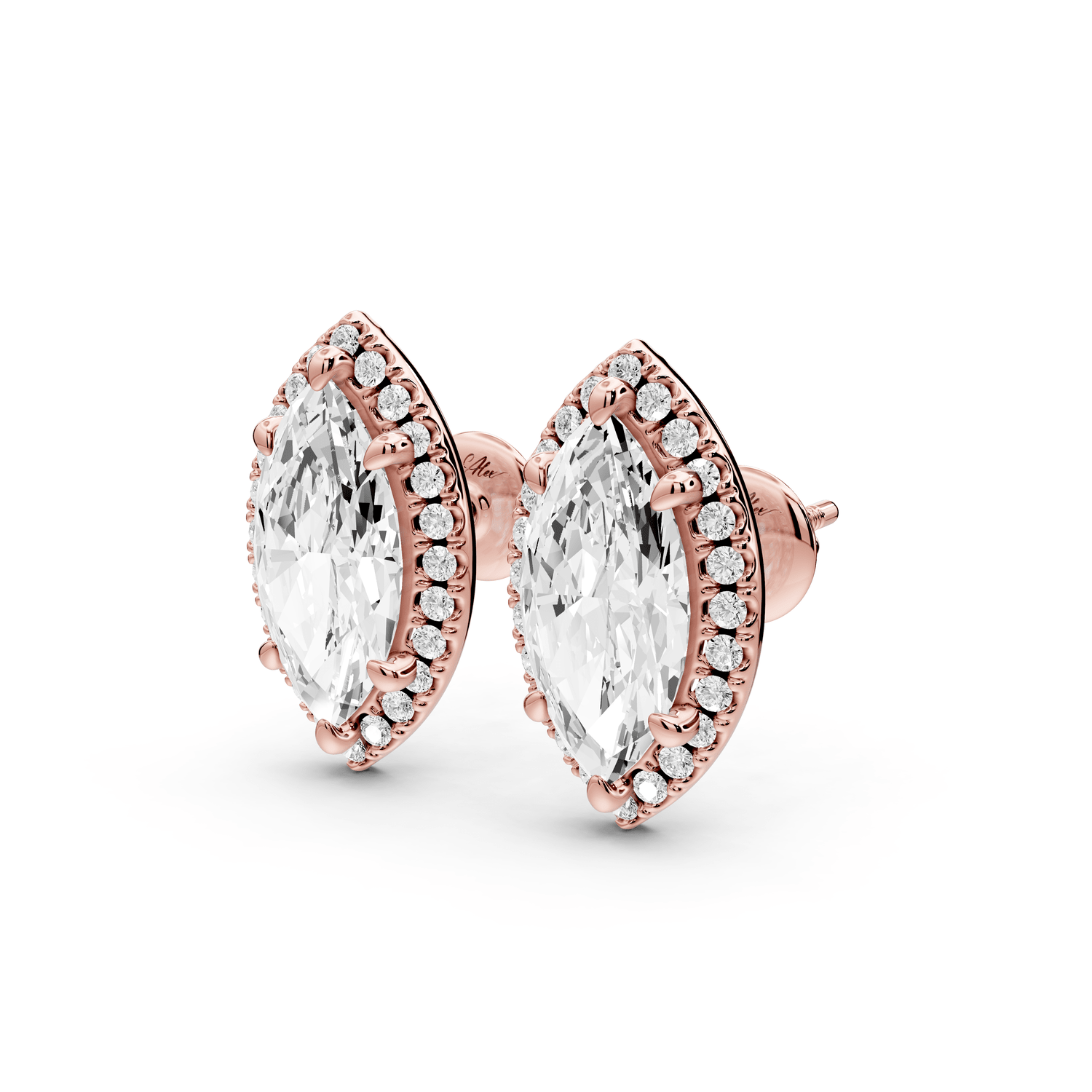 Solis - 4ct 14k rose gold Marquise - Cut Diamond Stud Earrings - Mr. Alex Jewelry
