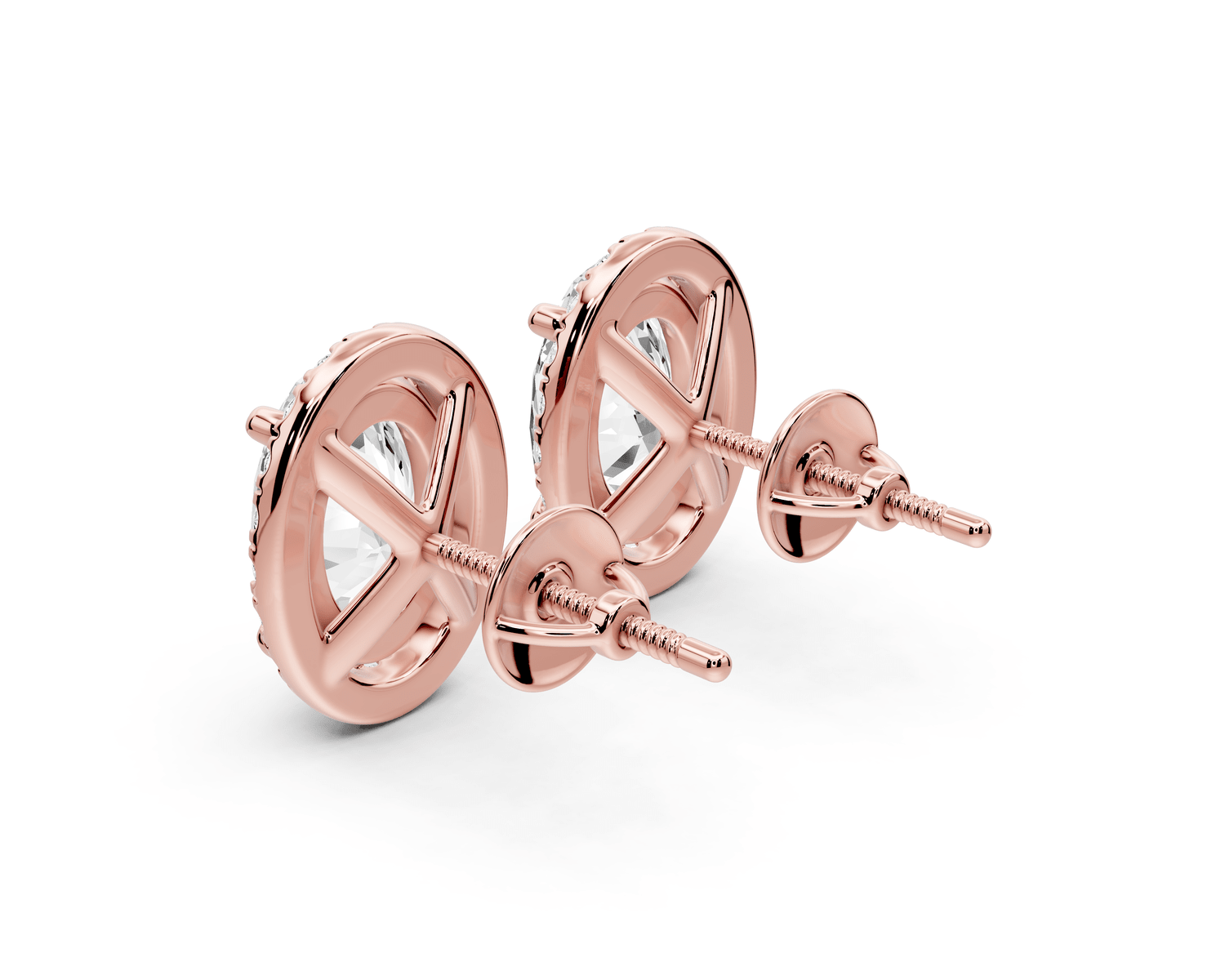 Solis - 4ct 14k rose gold Oval - Cut Diamond Stud Earrings - Mr. Alex Jewelry
