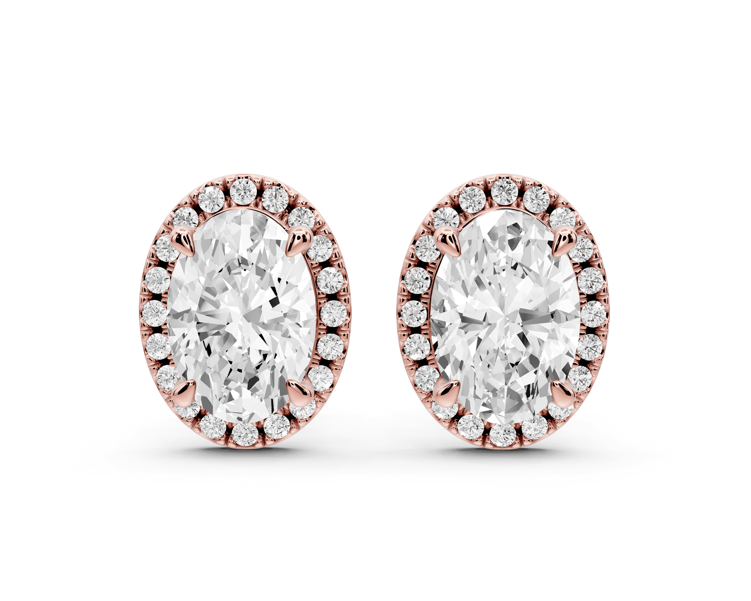 Solis - 4ct 14k rose gold Oval - Cut Diamond Stud Earrings - Mr. Alex Jewelry